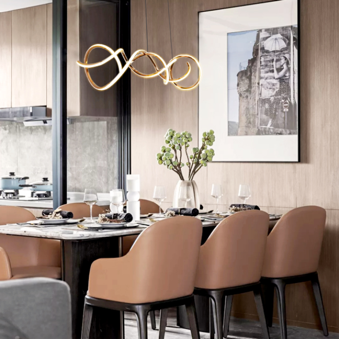 Verne 不鏽鋼曲線吊燈